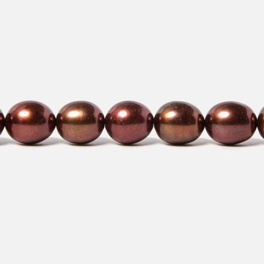 8x9.5mm Merlot Brown Straight Drill Oval Freshwater Pearl 44 pcs
