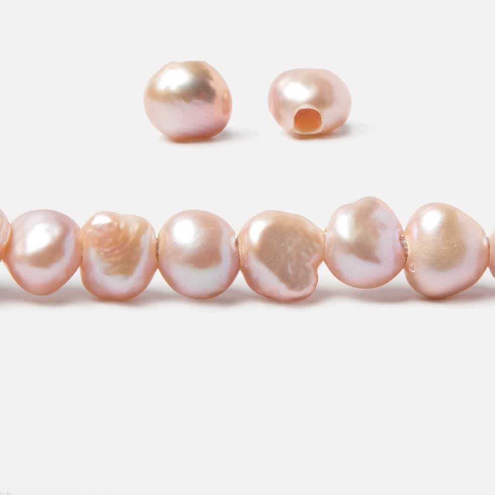 8x8.5-9x10.5mm Bridal Peach Baroque 2.5mm large hole Pearls 15 in. 48 pcs