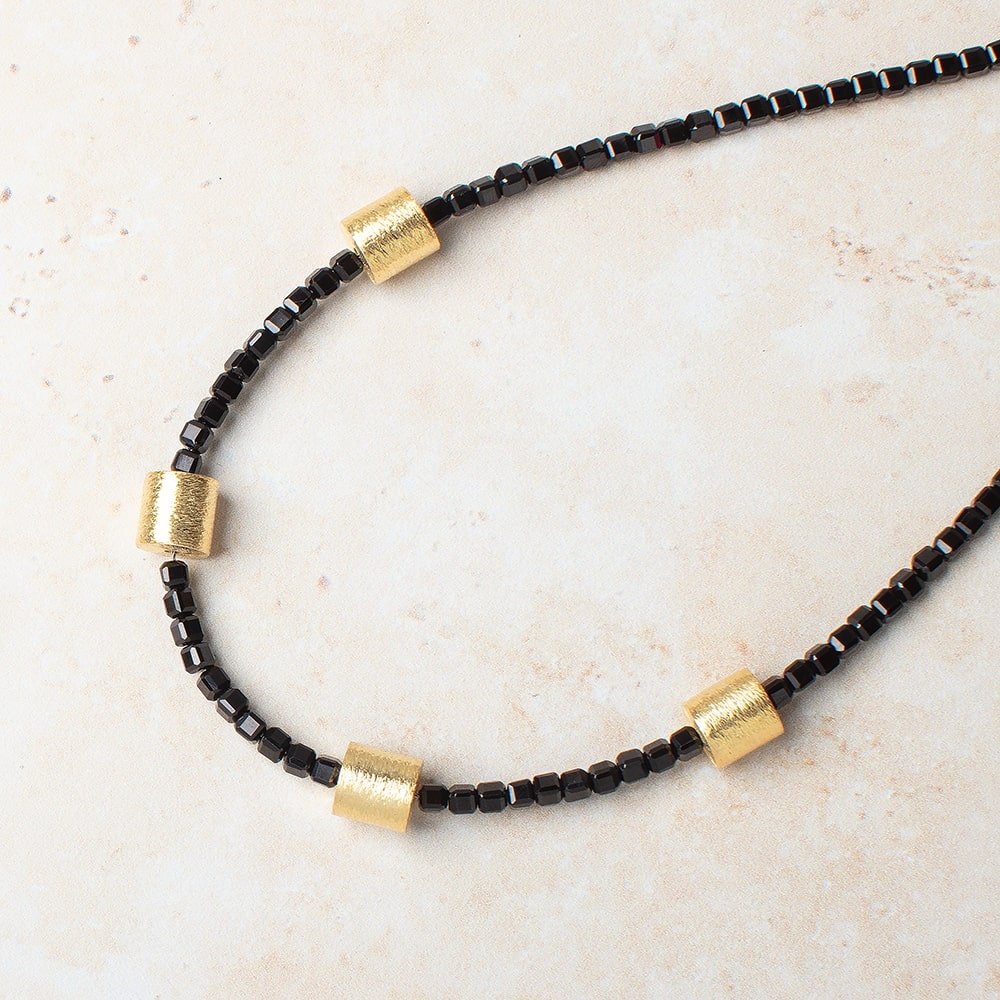 8x8mm 22kt Gold Plated Copper Brushed Tube Set of 4 Beads