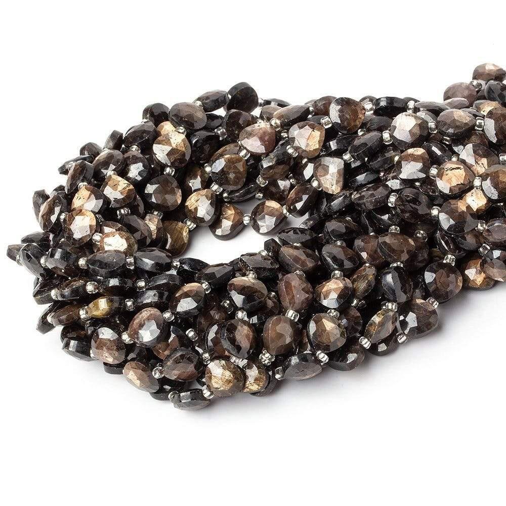 8x8mm Golden Sheen Chocolate Sapphire faceted hearts 15.5 inch 42 beads AA