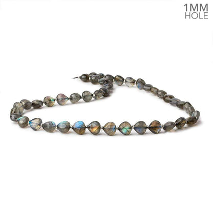 8x8mm Labradorite calibrated faceted hearts 16 inch 43 beads AAA 1mm Hole