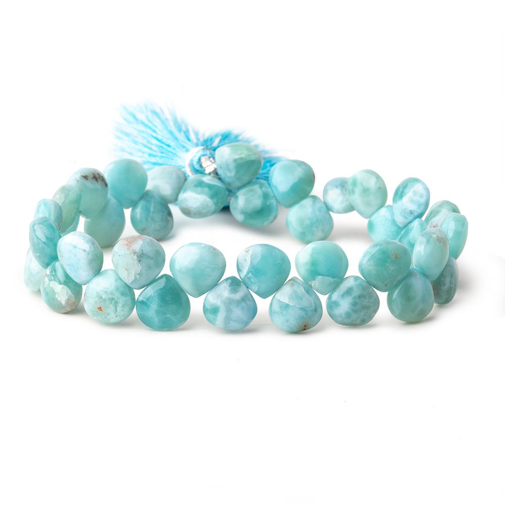 8x8mm Larimar Plain Heart Beads 7.5 inch 37 pieces AA