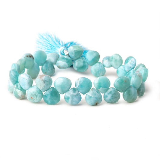 8x8mm Larimar Plain Heart Beads 7.5 inch 37 pieces AA