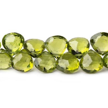 8x8mm Peridot Faceted Heart Briolette Beads 7 inch 39 pieces