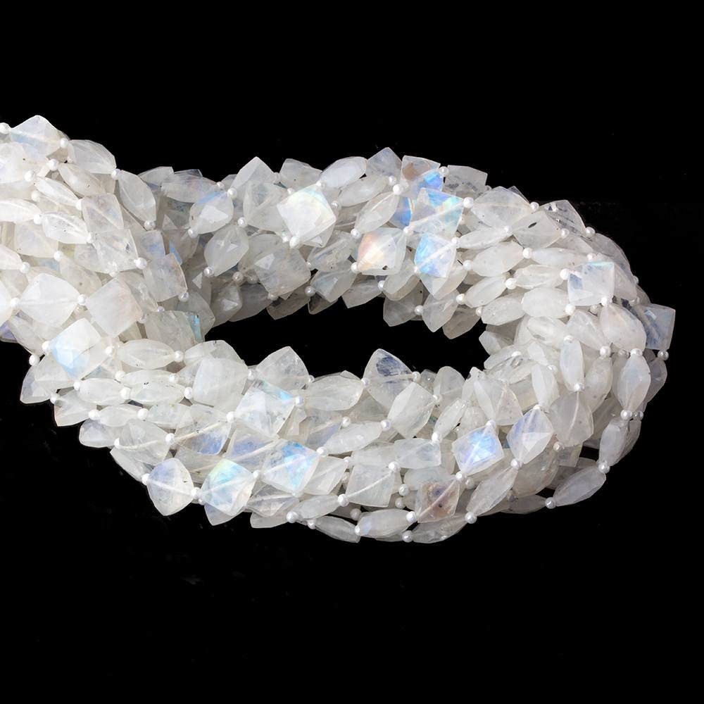 8x8mm Rainbow Moonstone faceted square beads 16 inch 35 pieces AA