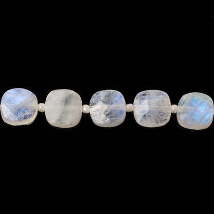 8x8mm Rainbow Moonstone Side Drill Faceted Pillow Beads 13inch 34 pieces