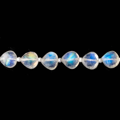 8x8mm Rainbow Moonstone straight drilled faceted Hearts 15.5 inch 45 beads AA
