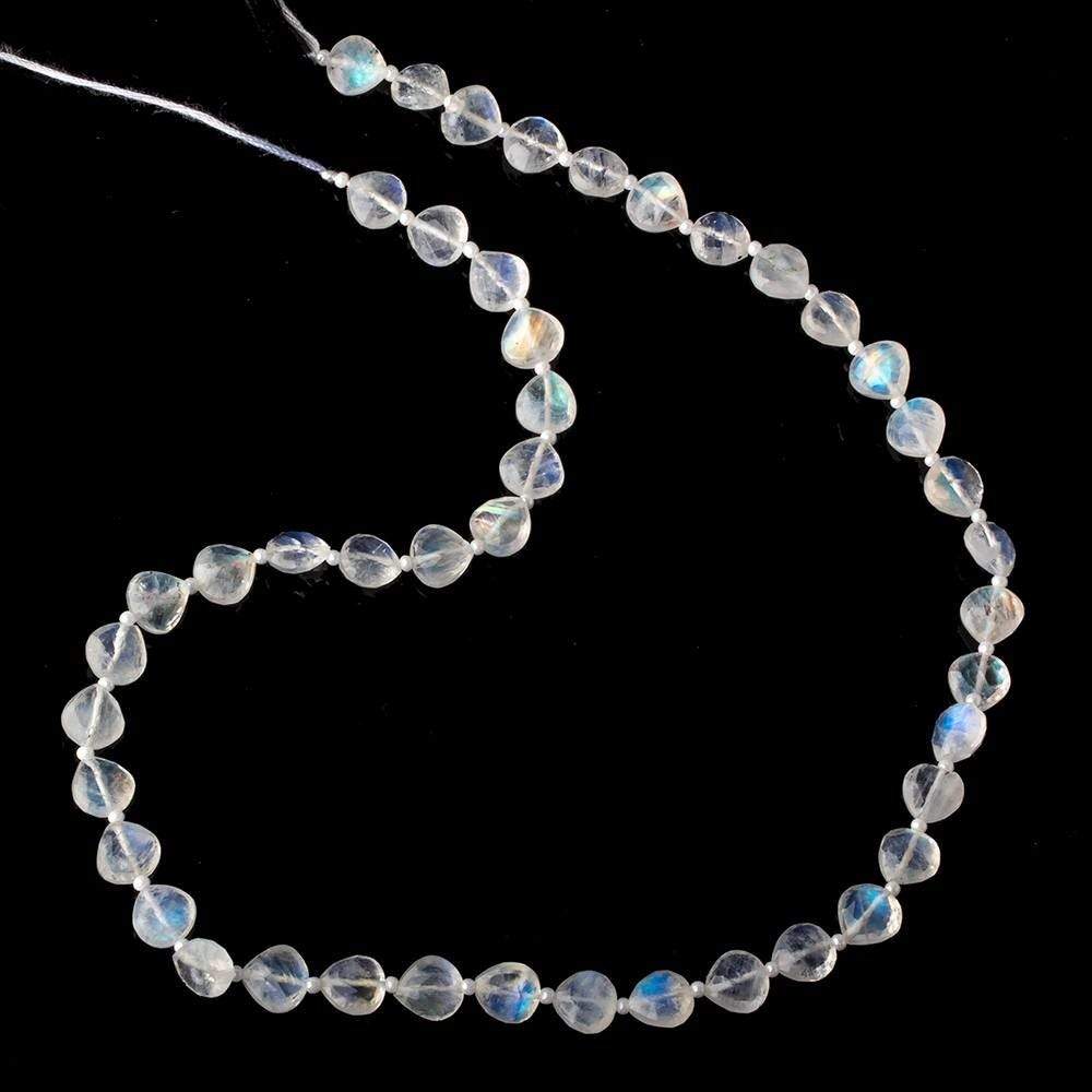 8x8mm Rainbow Moonstone straight drilled faceted Hearts 15.5 inch 45 beads AA