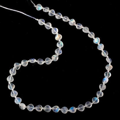 8x8mm Rainbow Moonstone straight drilled faceted Hearts 15.5 inch 45 beads AA