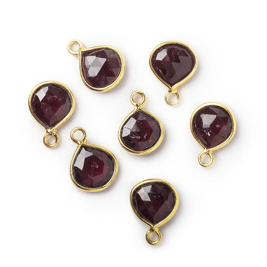 8x8mm Vermeil Bezel Garnet faceted heart Pendant 1 piece