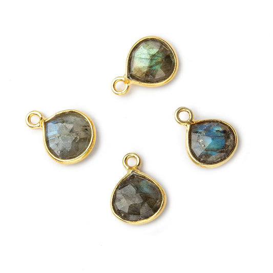8x8mm Vermeil Bezel Labradorite faceted heart Pendant 1 focal bead