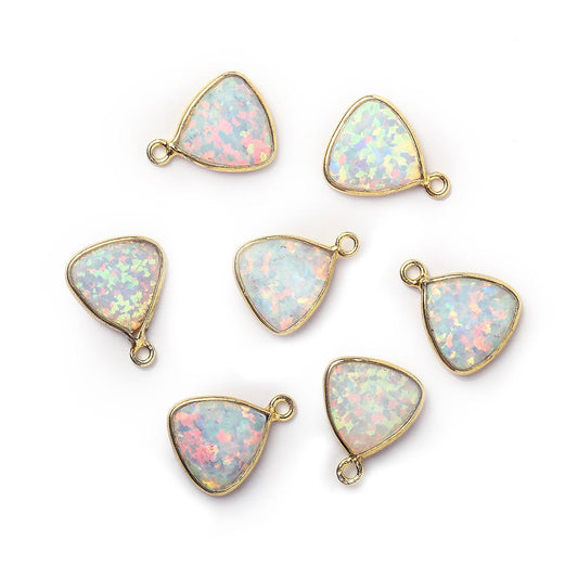 8x8mm Vermeil Bezel Synthetic Opal Triangle Pendant 1 piece