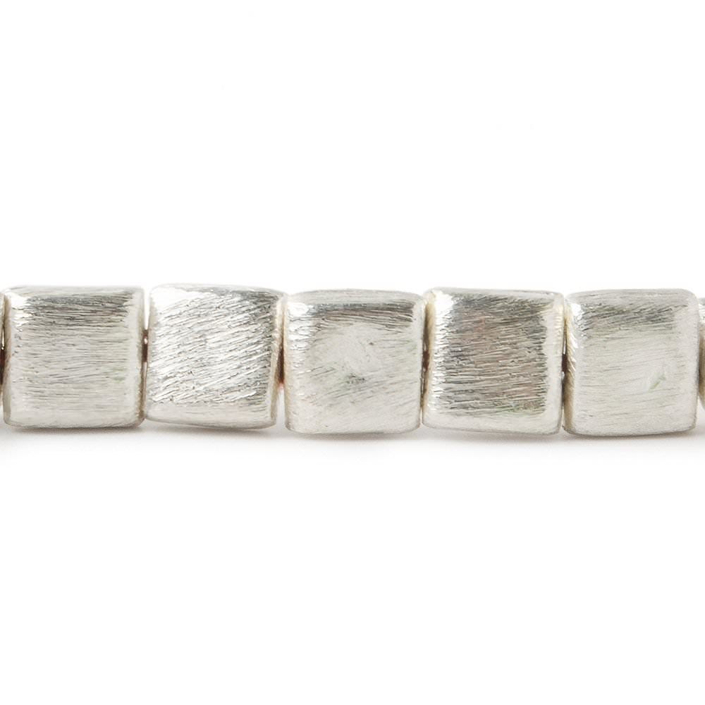 8mm Silver Plated Brushed Square Beads 8 inch 25 pieces
