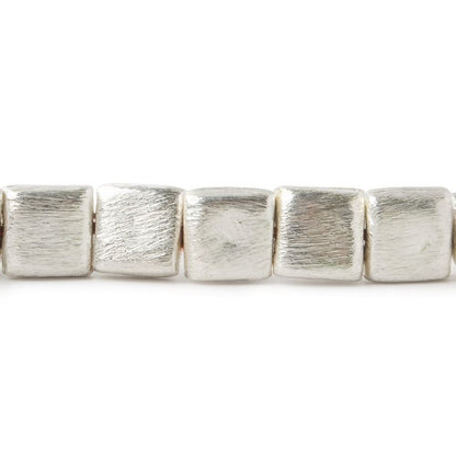8mm Silver Plated Brushed Square Beads 8 inch 25 pieces