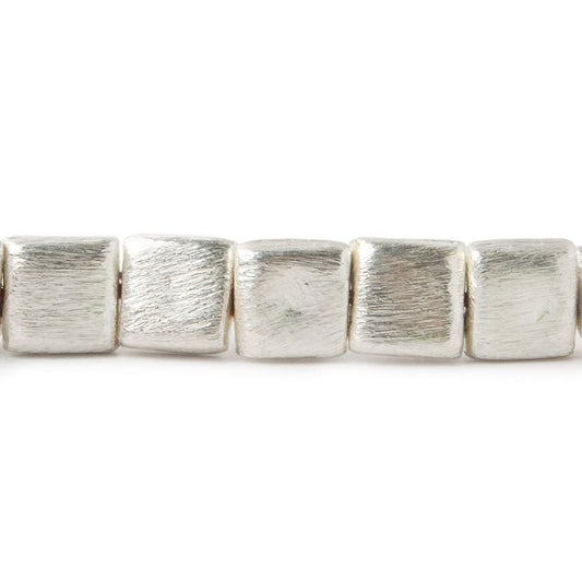 8mm Silver Plated Brushed Square Beads 8 inch 25 pieces