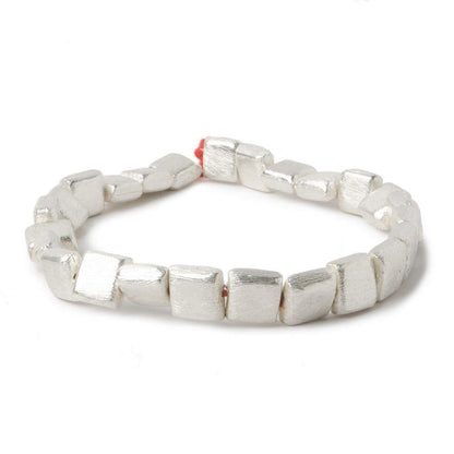 8mm Silver Plated Brushed Square Beads 8 inch 25 pieces