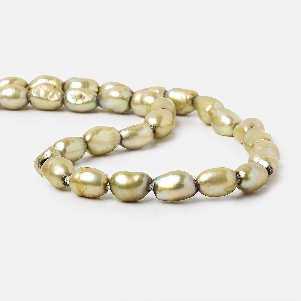 8x9-12x9mm Pale Sage Baroque 2.5mm large hole Pearls 15 in. 38 pcs