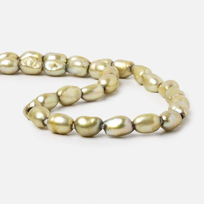 8x9-12x9mm Pale Sage Baroque 2.5mm large hole Pearls 15 in. 38 pcs