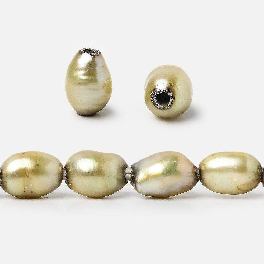 8x9-12x9mm Pale Sage Baroque 2.5mm large hole Pearls 15 in. 38 pcs