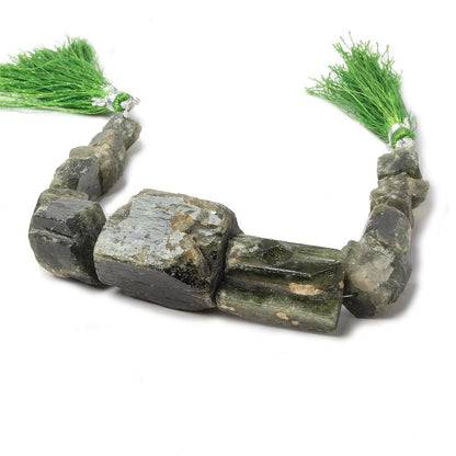 8x9-22x19mm Chrome Diopside Straight Drilled Natural Crystals 8 inch 14 pieces