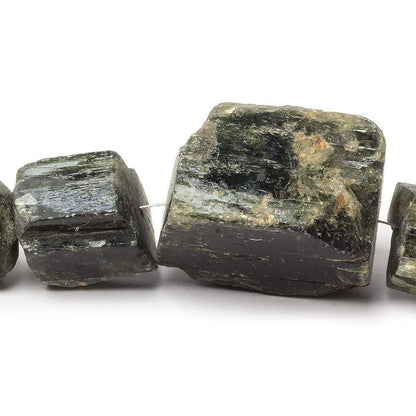 8x9-22x19mm Chrome Diopside Straight Drilled Natural Crystals 8 inch 14 pieces