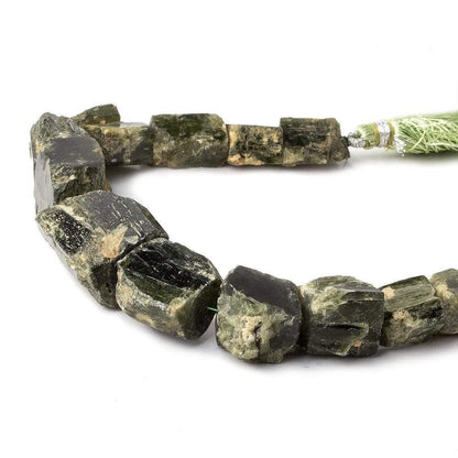 8x9-22x19mm Chrome Diopside Straight Drilled Natural Crystals 8 inch 14 pieces