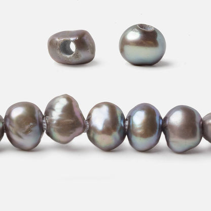 8x9-8x10mm Warm Grey Large Hole Baroque Freshwater Pearls 15 in. 49 pcs