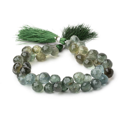 8x9mm Moss Aquamarine Faceted Candy Kiss Beads 8 inch 52 pieces