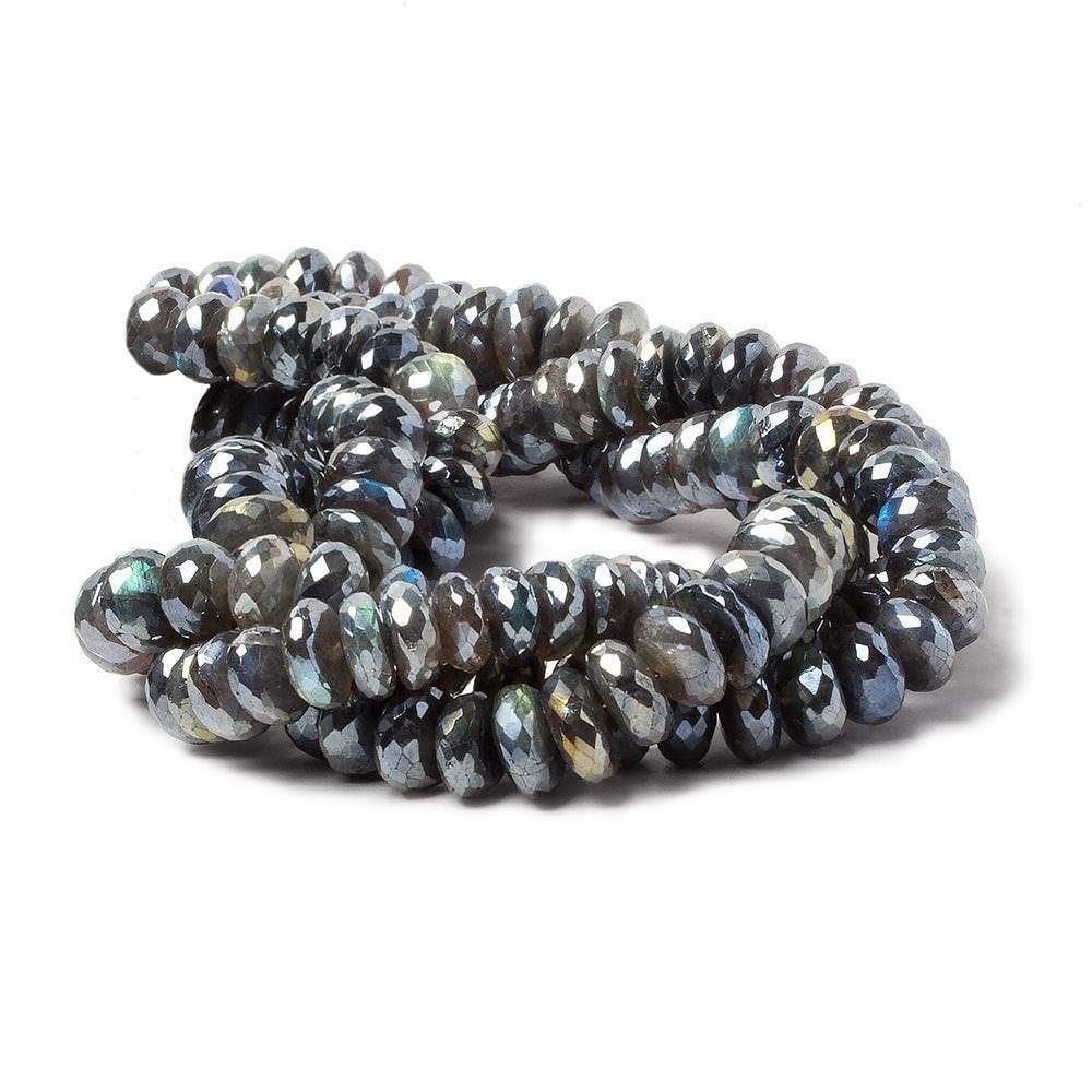 9-10.5mm Mystic Labradorite faceted rondelle beads 14 inch 57 pieces