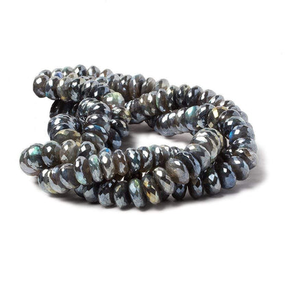 9-10.5mm Mystic Labradorite faceted rondelle beads 14 inch 57 pieces