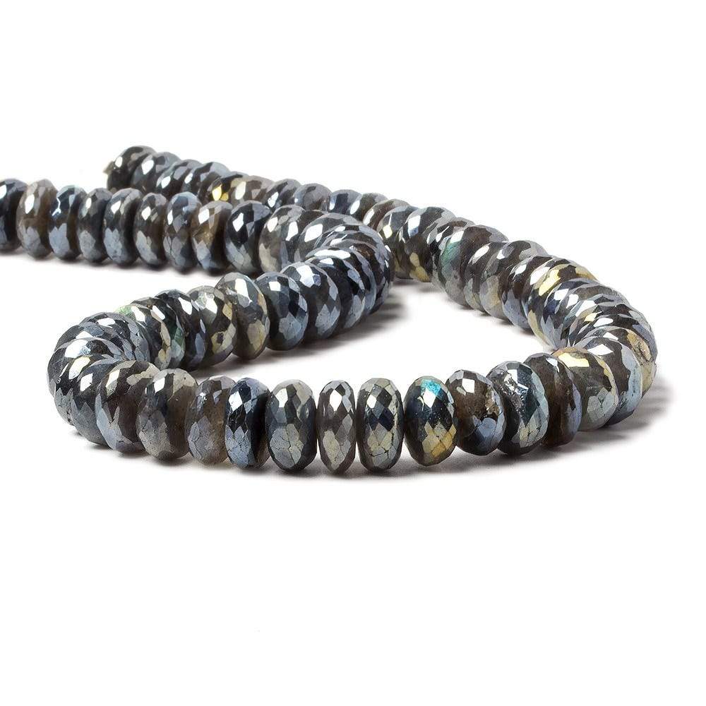 9-10.5mm Mystic Labradorite faceted rondelle beads 14 inch 57 pieces