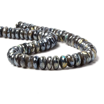 9-10.5mm Mystic Labradorite faceted rondelle beads 14 inch 57 pieces