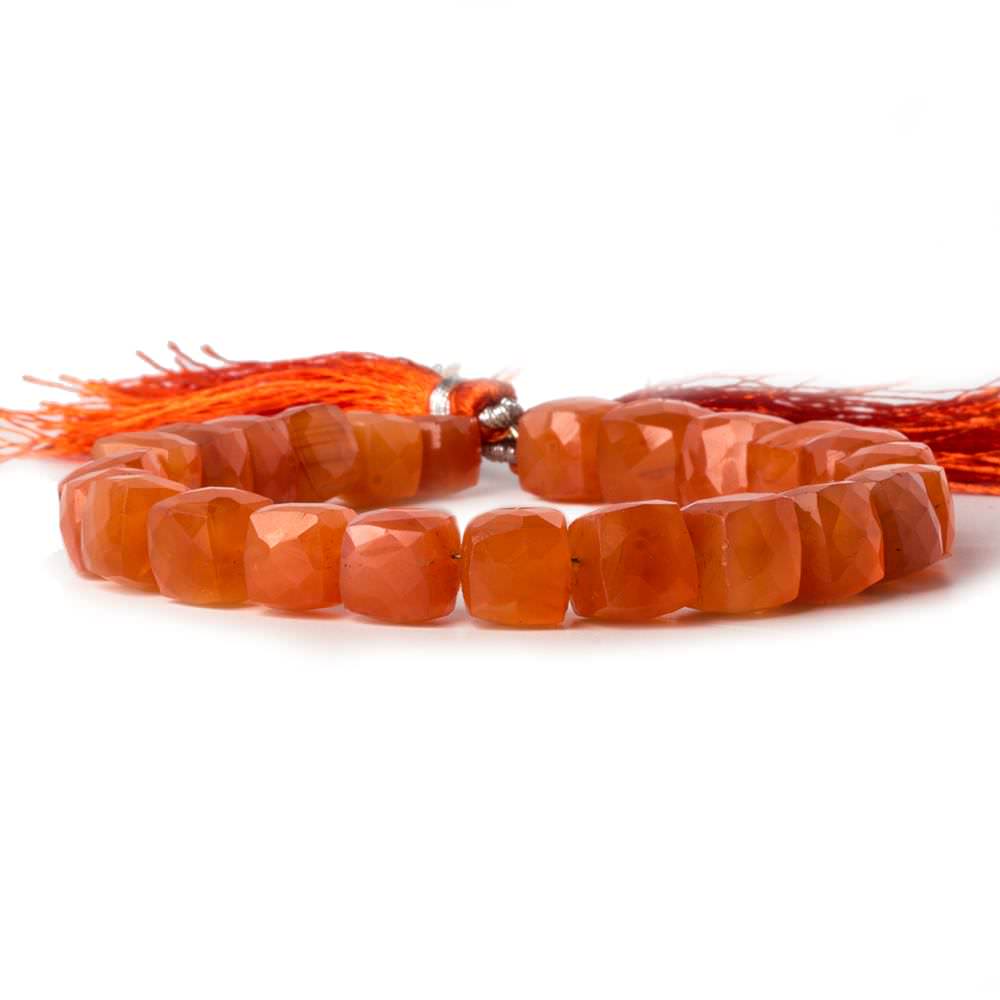 9-10mm Carnelian faceted cube beads 8 inch 23 pieces