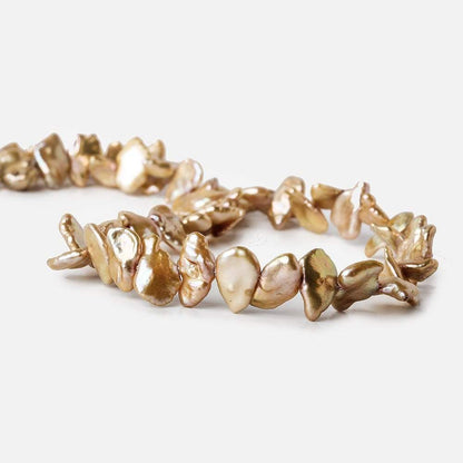 9-10mm Champagne Brown Keshi Side Drilled Freshwater Pearls, 15.5 inch, 70 pieces