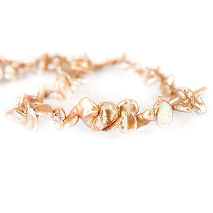 9-10mm Champagne Brown Keshi Side Drilled Freshwater Pearls, 15.5 inch, 70 pieces
