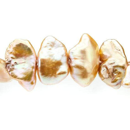 9-10mm Champagne Brown Keshi Side Drilled Freshwater Pearls, 15.5 inch, 70 pieces