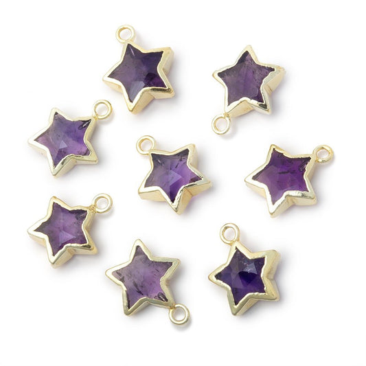 9-10mm Gold Leafed Amethyst Faceted Star Focal Pendant 1 piece