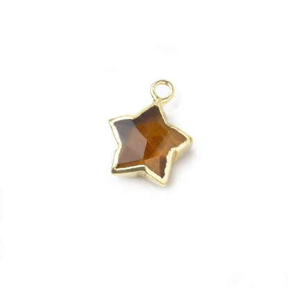 9-10mm Gold Leafed Tiger's Eye Faceted Star Focal Pendant 1 piece