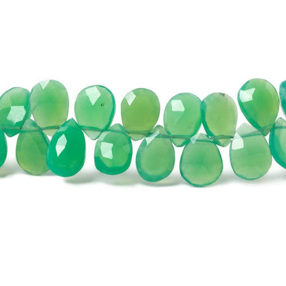 9-10mm Green Chalcedony Faceted Pear Beads 8 inch 53 pieces