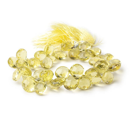 9-10mm Lemon Quartz Faceted Heart Beads 8 inch 44 Beads AAA