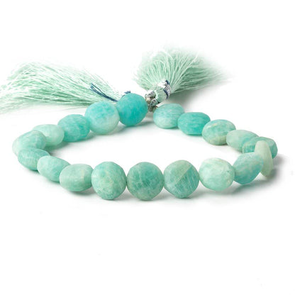 9-10mm Matte Amazonite plain coins 7.5 inch 19 beads A