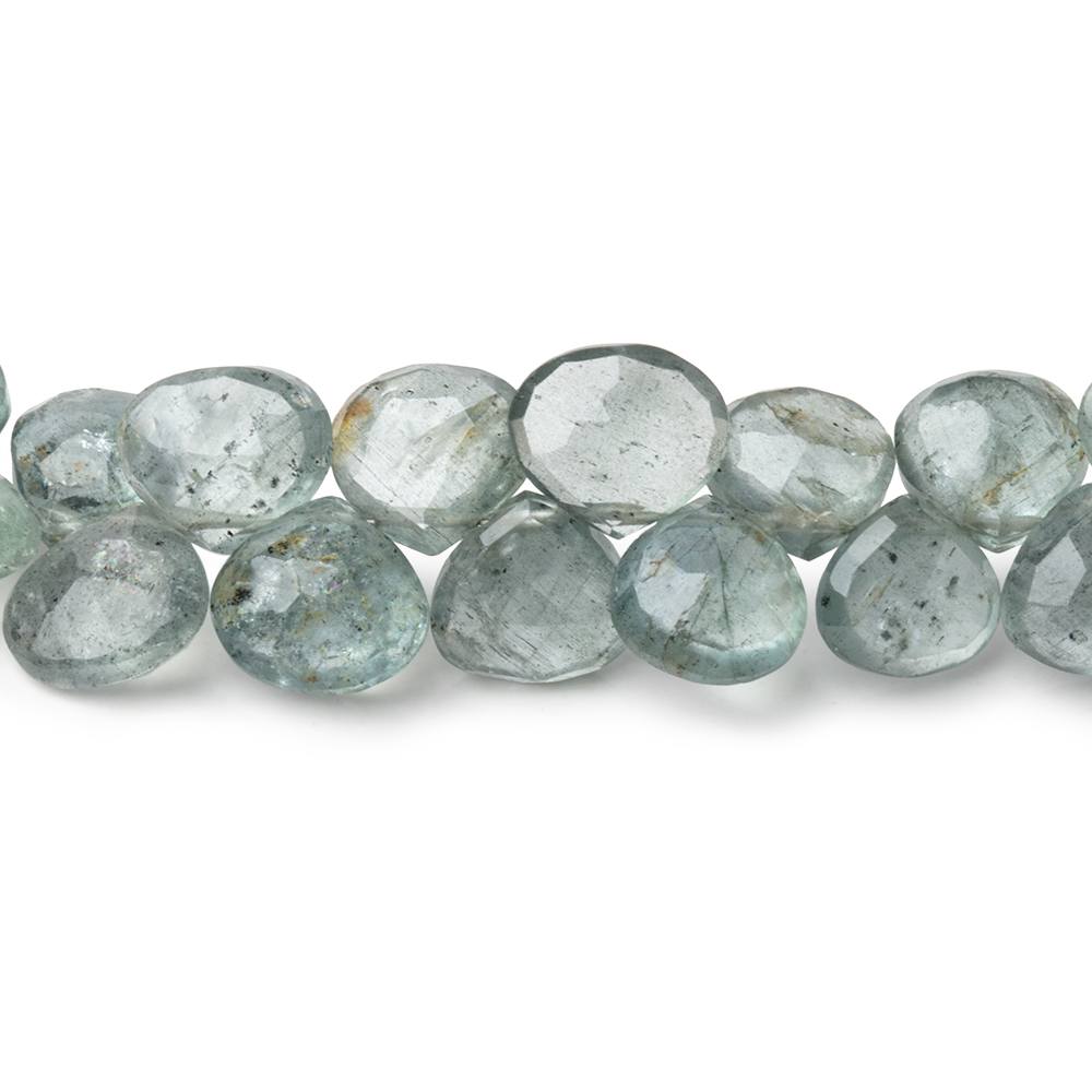 9-10mm Moss Aquamarine Faceted Heart Beads 8 inch 40 pieces AA