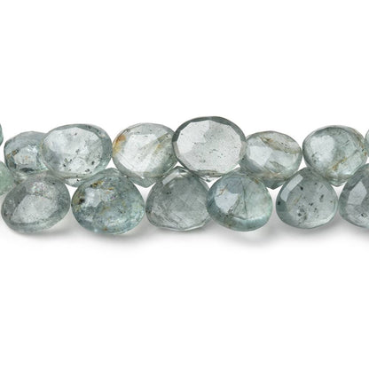 9-10mm Moss Aquamarine Faceted Heart Beads 8 inch 40 pieces AA