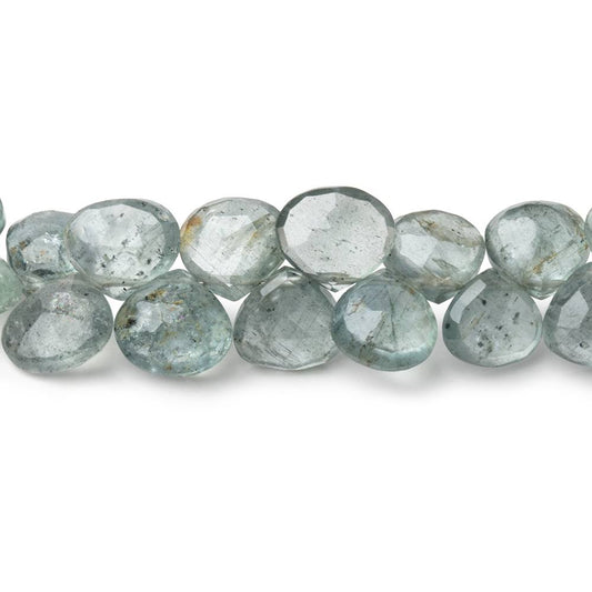 9-10mm Moss Aquamarine Faceted Heart Beads 8 inch 40 pieces AA