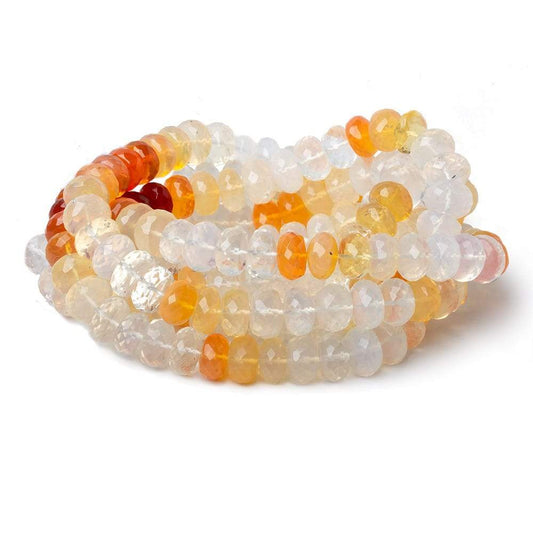 9-10mm Multi Color Fire Opal faceted rondelles 14 inches 65 beads AA