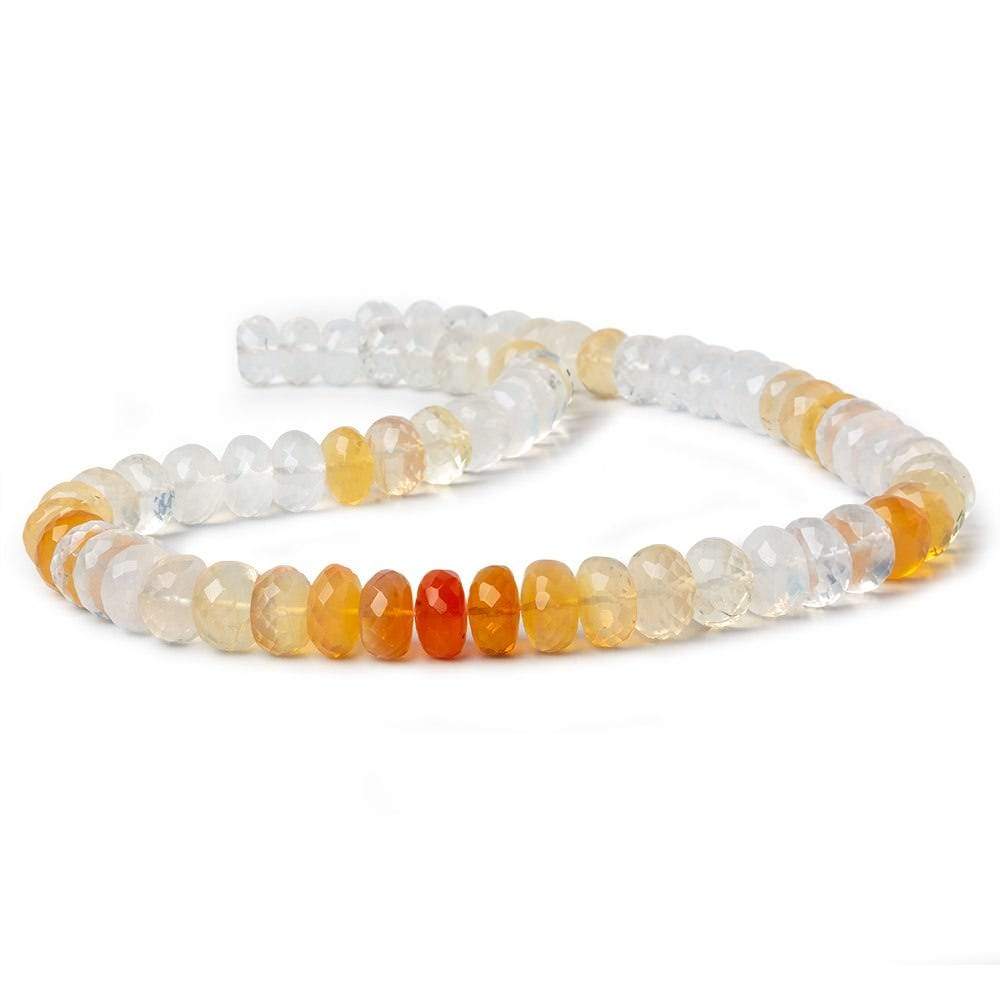 9-10mm Multi Color Fire Opal faceted rondelles 14 inches 65 beads AA