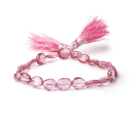 9-10mm Mystic Pink Topaz Faceted Oval beads 7.5 inch 19 pieces