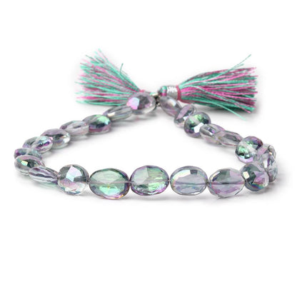 9-10mm Mystic White Topaz Straight Drill Faceted Ovals 9 inch 22 Beads