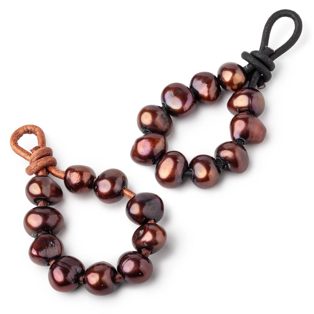 9-10mm Pecan Brown Large Hole Baroque Pearls Set of 10