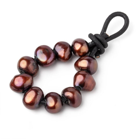 9-10mm Pecan Brown Large Hole Baroque Pearls Set of 10